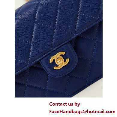 Chanel Grained Calfskin  &  Gold-Tone Metal Flap Bag with Top Handle Blue 2025